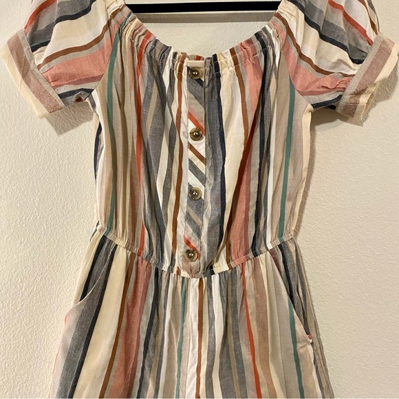 Hint of Blush Striped Cotton Blend Short-Sleeve Romper - Picture 2 of 11